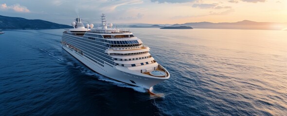 Two Cruise Ships Sailing in Clear Blue Waters Near Tropical Coast