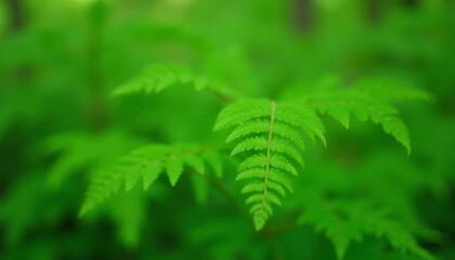 Poster - Vibrant green fern leaves in a forest