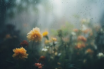 Canvas Print - Flower rain raindrop outdoors.