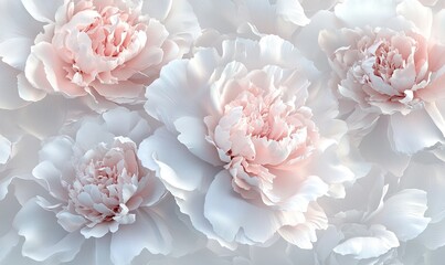 Wall Mural - 3D Peonies in Pink and White A high-resolution 3D illustration