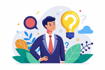 Poster - Question and answer, FAQ frequently asked questions, asking and reply to solve problem, help information, solution or q and a session concept, business people with question mark and lightbulb bubble
