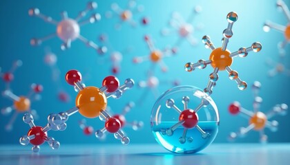 Wall Mural - Molecular structure in a crystal ball a symbol of scientific discovery