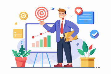 Poster - business person with graph
