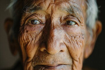 Aufkleber - Elderly men from diverse ethnicities exhibit expressions of wisdom and calmness, reflecting their life experiences and inner peace in a serene atmosphere. Generative AI