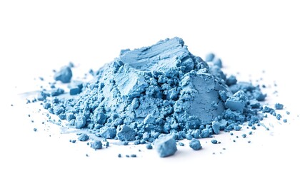 Wall Mural - Blue paint brush stroke and crushed eyeshadow isolated on white background