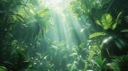 Wall Mural - Sunlight Through Tropical Forest