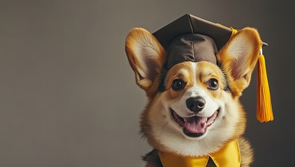 Wall Mural - Corgi in Graduation Cap