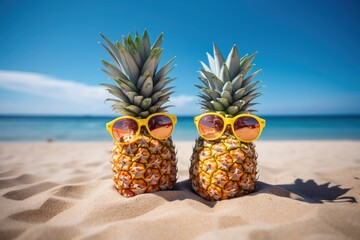 Sticker - Holiday beach pineapple sunglasses plant.