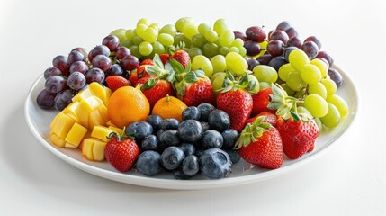 Wall Mural - Exotic fruit arrangement on a glossy white plate