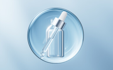 Sticker - Cosmetics liquid bottle with skin care concept, 3d rendering.