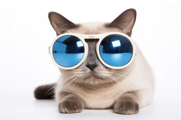 Wall Mural - Siamese cat sleep pet sunglasses mammal.