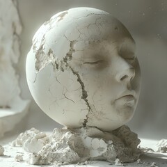 Poster - Broken Face Sculpture.