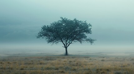 Wall Mural - Solitary Tree in Mist