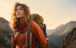 © perfectlab - Woman Hiking with Backpack in the Mountains
