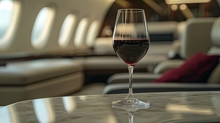 Wall Mural - Red Wine in a Private Jet Lounge