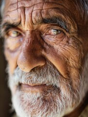 Aufkleber - An elderly man reflects wisdom and calmness in his expression, showcasing the beauty of age and experience against a serene backdrop at dusk. Generative AI