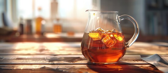 Sticker - Tea in a Glass Pitcher. Copy space image. Place for adding text and design