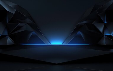 Aufkleber - Abstract Black and Blue Geometric Background with Platform