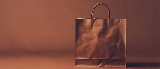 Poster - empty brown craft shopping bag shopping idea. copy space image. place for adding text and design