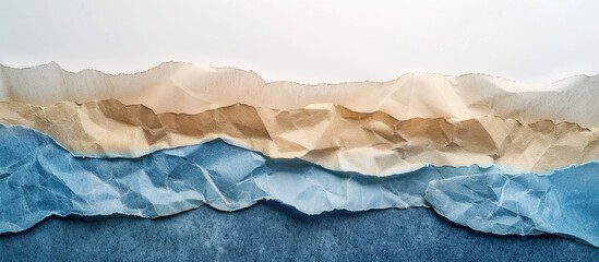 Wall Mural - abstract landscape in blue and brown pastel hues a set of handmade rag papers. Copy space image. Place for adding text and design