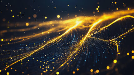 Wall Mural - blue luxury background with golden line decoration and curve light effect with bokeh, innovation dig
