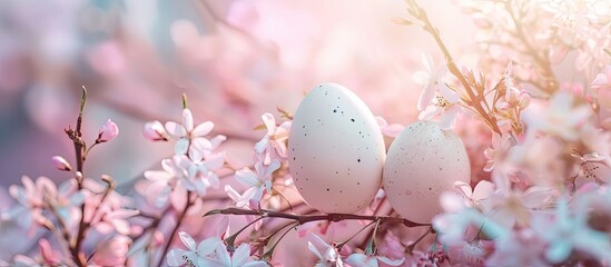 Canvas Print - Congratulatory Easter backdrop Background featuring copy space Selective focus Horizontal layout