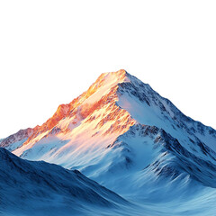 Snowy Mountain Peak Glowing with Golden Sunlight, A Transparent Background Image