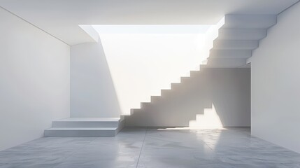 Poster - White Room with Stairs and a Skylight