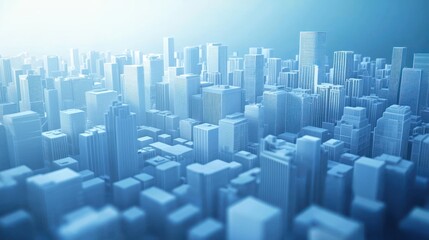 Wall Mural - Abstract 3D Render of a Modern Cityscape in Blue Tones