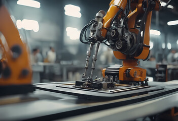 industrial robotic machine in a factory environment