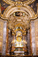 Wall Mural - Beautiful chapel with marble decoration, cross and golden ostensory in Ravenna