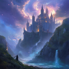 Canvas Print - mystical castle kingdom illustration background