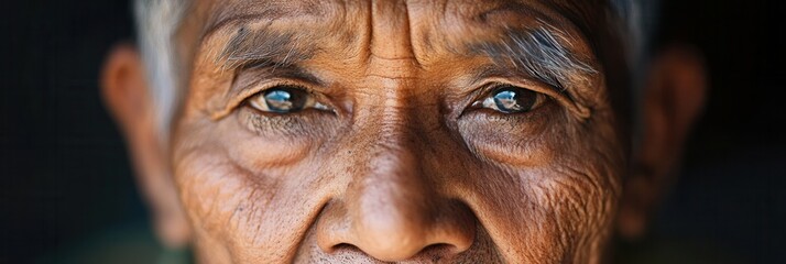 Aufkleber - Elderly men from various ethnic backgrounds display serene expressions, embodying wisdom and resilience, highlighting their life experiences through captivating details. Generative AI