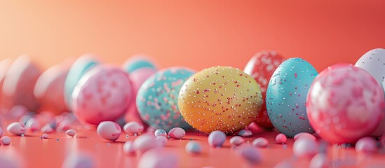 Poster - lovely Easter eggs. Copy space image. Place for adding text and design