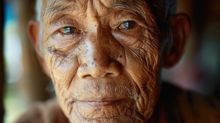 Aufkleber - Elderly men from various ethnic backgrounds display expressions of wisdom and calmness in a tranquil atmosphere, showcasing their life experiences. Generative AI