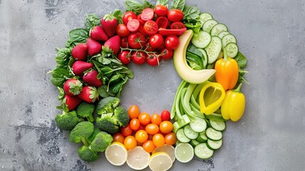 Colorful vegetable sections forming a nutrition wheel