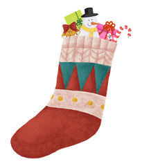 Wall Mural - PNG Christmas stocking doodle illustration, transparent background