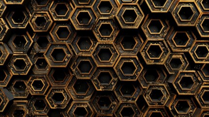 Geometric wallpaper with a repeating pattern of interconnected hexagons