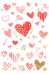 Wall Mural - Cute heart sticker set png valentine day edition