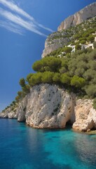 Turquoise sea meets white cliffs island paradise