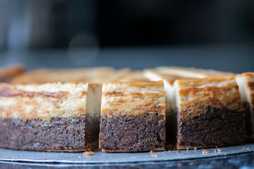 Homemade cheesecake with poppy seed filling, gluten-free, sugar-free, with dates