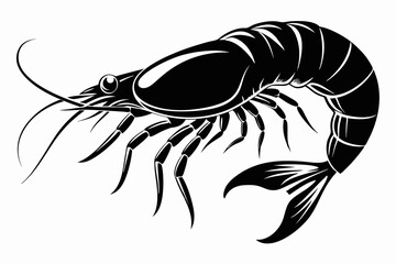 shrimp silhouette Vector art illustration