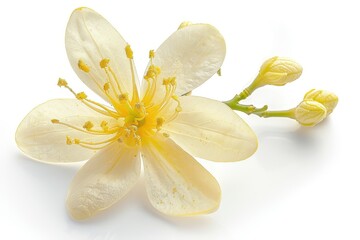 Wall Mural - Lone lemon flower on white backdrop