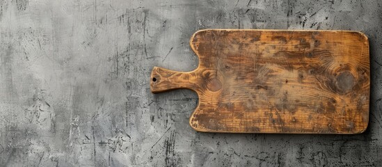 Poster - Old Chopping Board on Grey Concrete Surface copyspace for your text