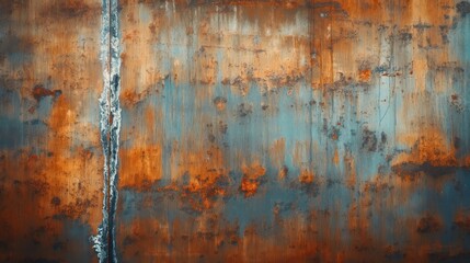 Aufkleber - Rusty orange-blue steel wall with weathered texture, aged surface. Grunge metal background with negative space for copy writing. Rough material with grimy pattern.
