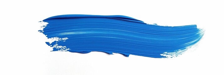 Poster - Blue brush stroke isolated on white background. Thick, vibrant blue color, textured, expressive mark. Unique, creative design element for art, graphic, digital. Abstract, artistic, decorative concept.