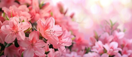 Canvas Print - Background of pink azalea flowers. Copy space image. Place for adding text and design