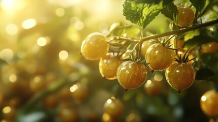 Wall Mural - Golden Berries in Sunlight.