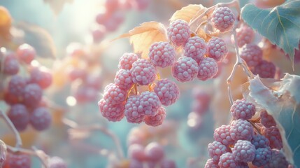 Wall Mural - Pink Raspberries Closeup.