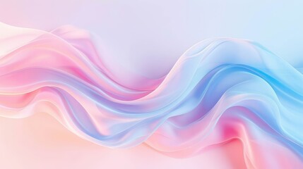 Wall Mural - Abstract Pastel Wave Pattern with Soft Pink and Blue Gradient Flowing Shapes